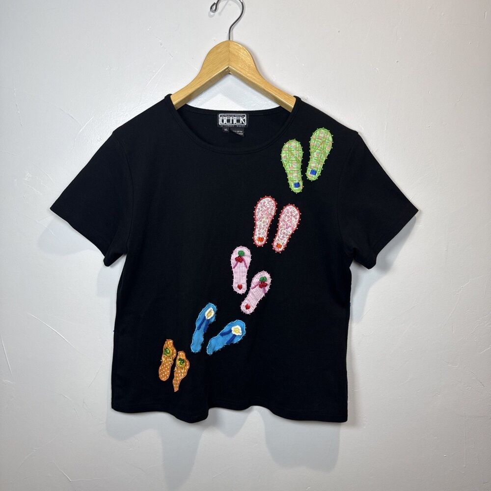 Berek Black Short Sleeve Shirt Flip Flop Sandals Beach Summer Size XL